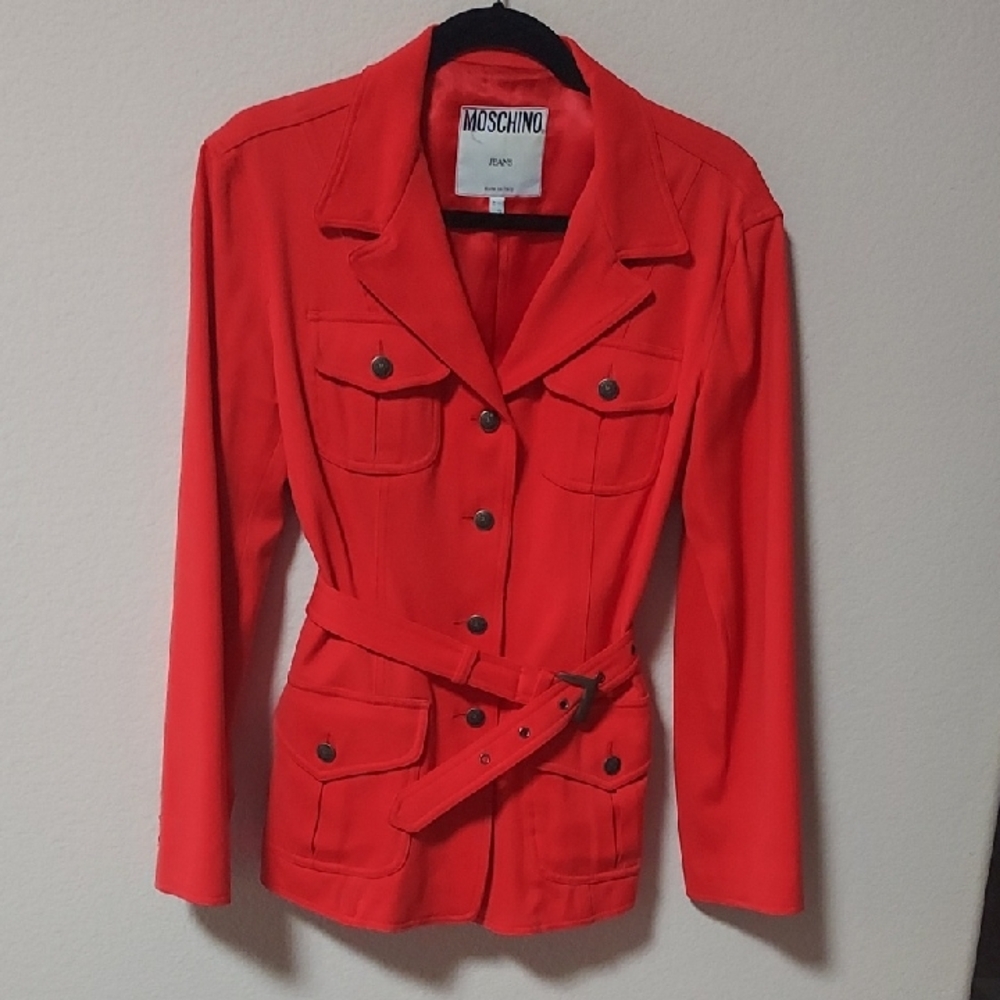 Vintage-Moschino Vibrant Orange/Red Utility/Safari Jacket❤️